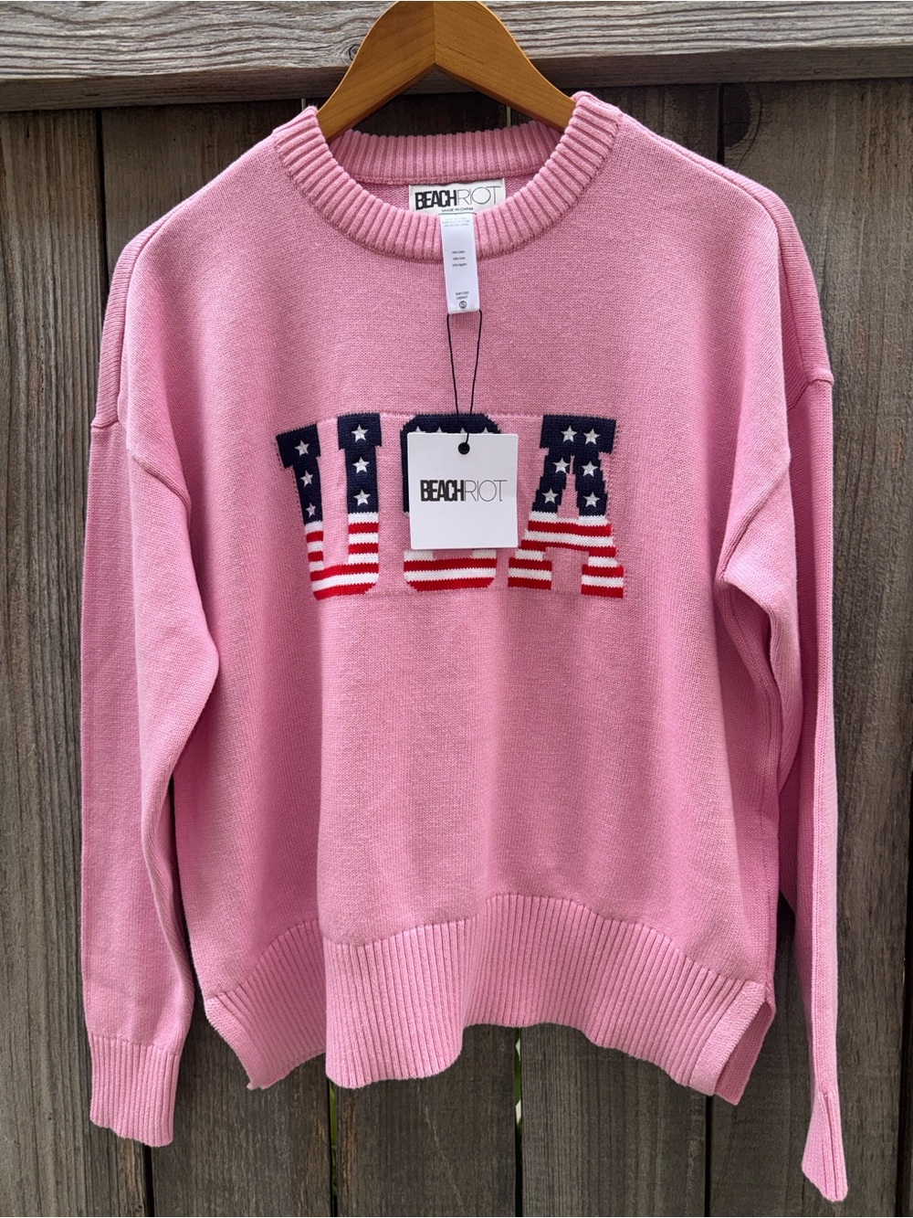 Beach Riot Callie Sweater in Prism Pink Americana Size Small - Picture 8 of 8